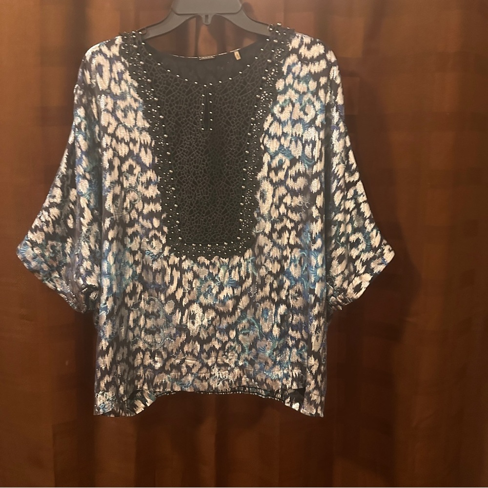 Elie Tahari Milan Beaded Blouse size Large - Picture 7 of 10